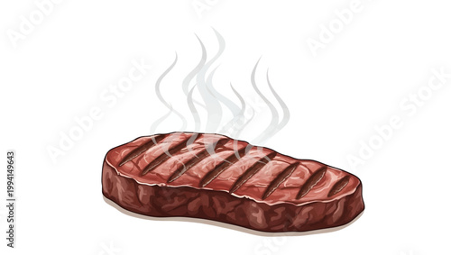 Grilled Steak with Grill Marks and Smoke.