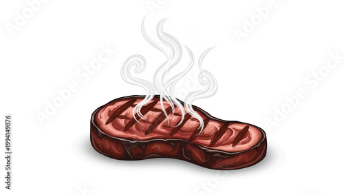 Grilled Steak with Smoke and Seasoning.