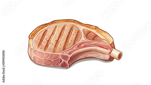 Raw T Bone Steak with Grill Marks.