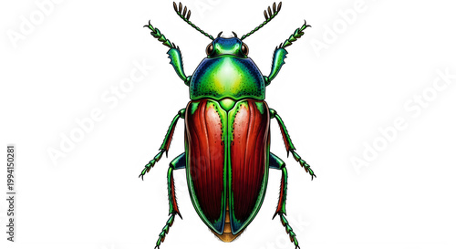 Colorful jewel beetle isolated on transparent background
