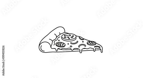 Minimalist Line Art Pizza Slice Illustration