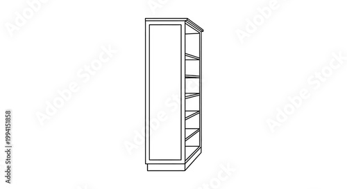 Minimalist Line Drawing of a Modern Tall Open Shelving Unit