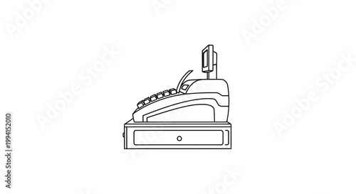 Simple Line Art Illustration of a Classic Cash Register