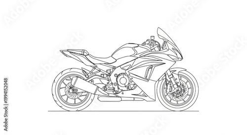 Sport Motorcycle Line Art Illustration
