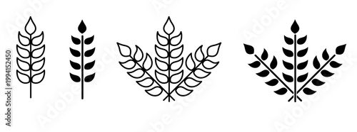 Wheat Icon Editable Stroke Line Grain Agriculture Organic Food Outline Vector