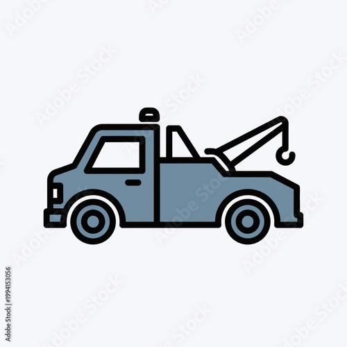 Tow truck vehicle side view.