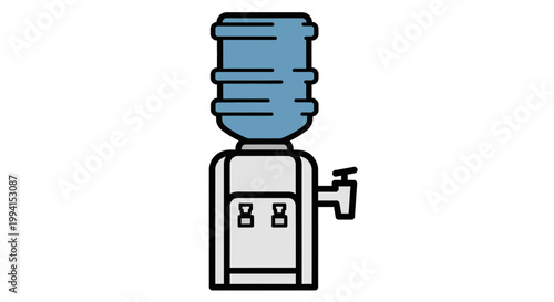 Water Dispenser Machine With Blue Tank.