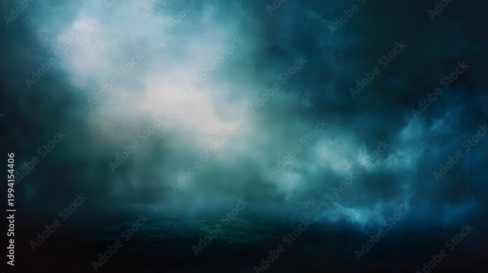Obraz premium Dark moody abstract background with blue mist and grain texture