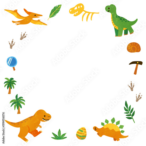 dinosaur hand writing illustration for kids