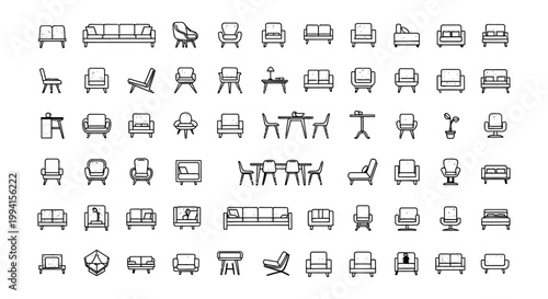 a comprehensive set of modern furniture vector icons for interior design and architectural floor plans perfect for digital projects