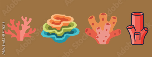 Coral reef flat illustration a collection of diverse coral species