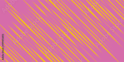 Vibrant pink and yellow diagonal stripes cover the entire graphic illustration