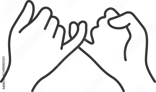Pinky promise gesture illustrated as a simple line drawing represents a solemn bond between two loving individuals.