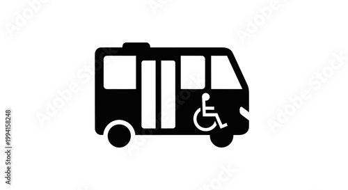 Black silhouette icon of a bus with wheelchair access symbol.