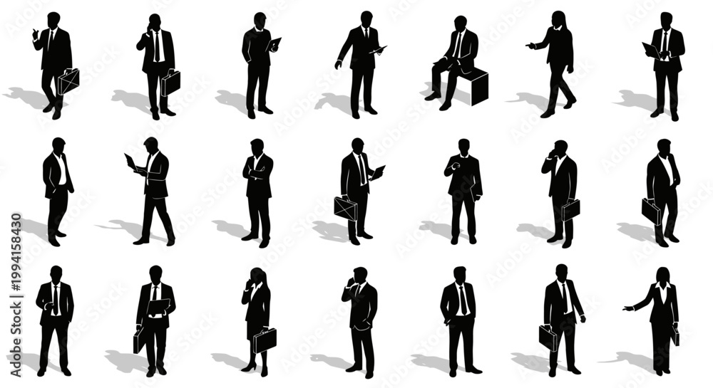 Fototapeta premium group of diverse business people in silhouette working and communicating