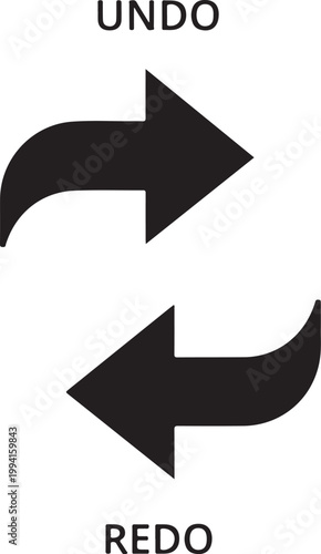 Undo, Redo Arrows, Vector Icons, Black and White, Editable Graphics, UI Symbols