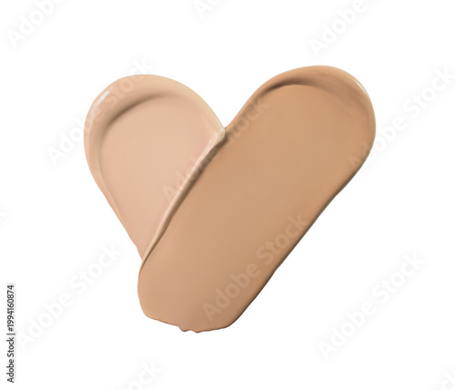 Foundation swatches in different skin tones creating heart concept isolated on transparent