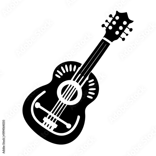 gypsy guitar icon silhouette illustration for music and performance design