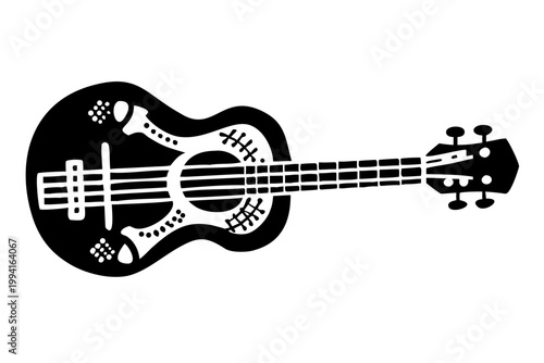 acoustic bass silhouette illustration for music and performance design