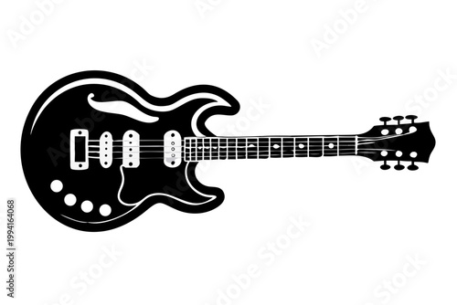 hollow body guitar silhouette illustration for music and performance design