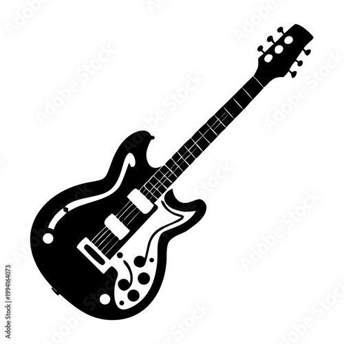 hollow body guitar icon silhouette illustration for music and performance design