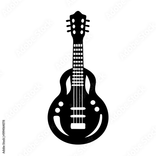 travel guitar icon silhouette illustration for music and performance design