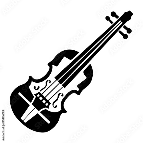 electric violin icon silhouette illustration for music and performance design