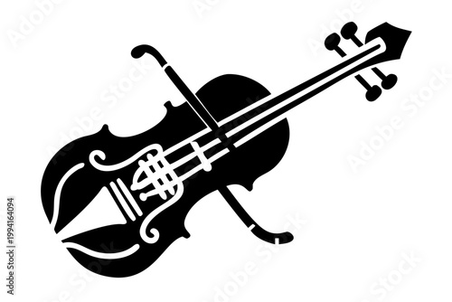 silent violin icon silhouette illustration for music and performance design