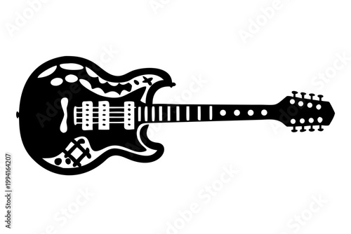 hollow body electric guitar jazz instrument illustration for vintage music performance and blues design