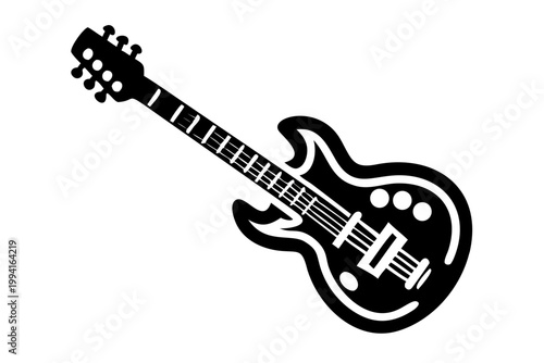 travel guitar compact acoustic instrument icon illustration for portable music and outdoor performance design