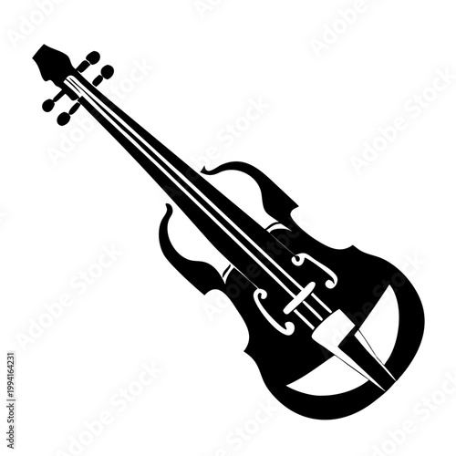 electric violin modern string instrument icon illustration for digital music performance and stage design