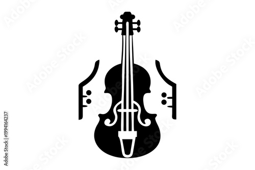 electric double bass modern upright instrument illustration for jazz music performance and stage design