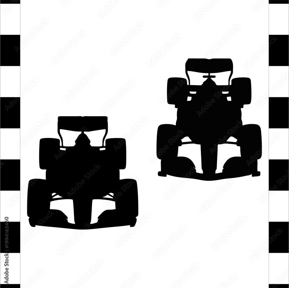 Fototapeta premium silhouette of a formula one car on a white background