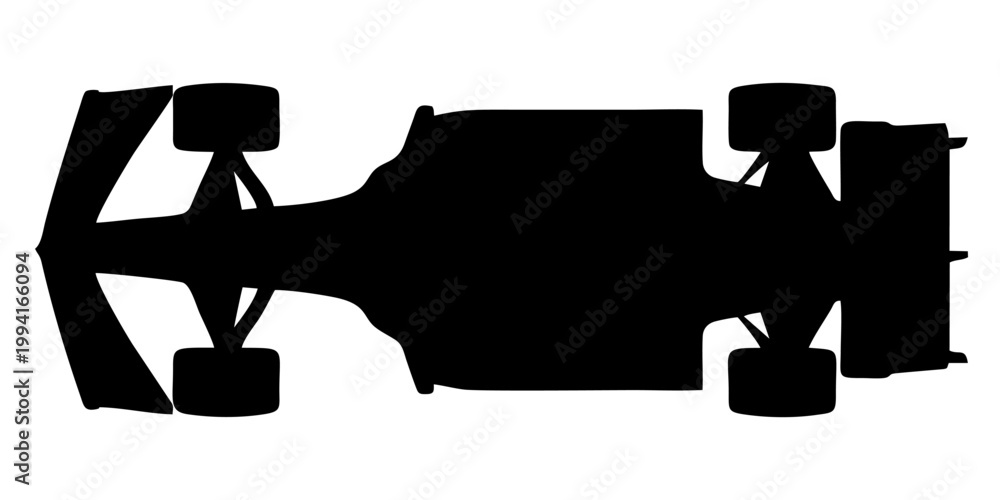 Fototapeta premium silhouette of a formula one car on a white background