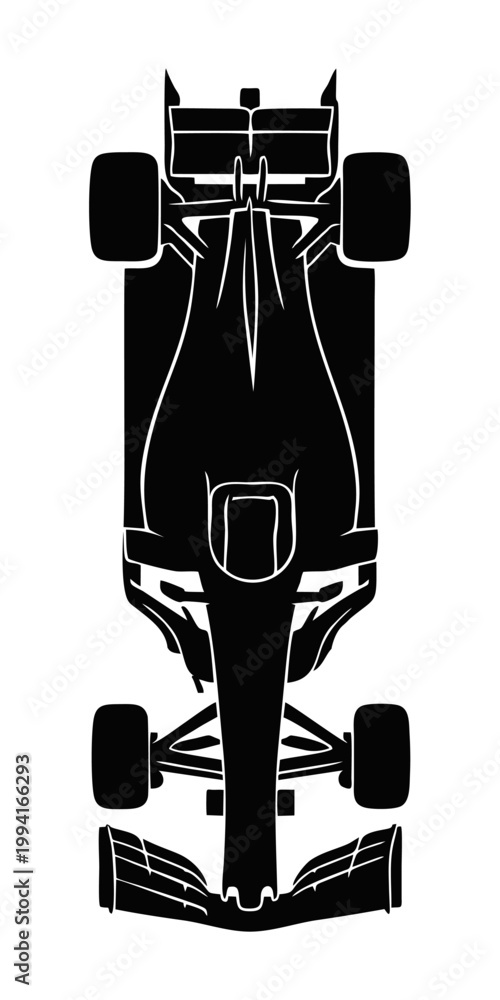 Fototapeta premium silhouette of a formula one car on a white background