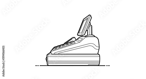 Cash Register Icon Line Art Illustration
