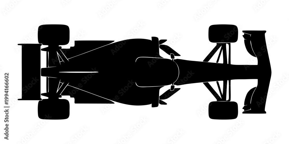 Fototapeta premium silhouette of a formula one car on a white background