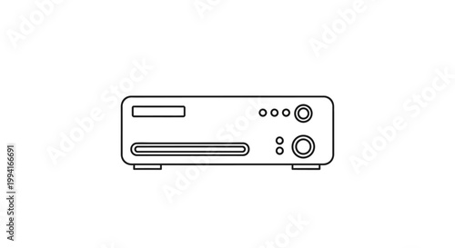 Minimalist Line Art Icon of a DVD or Blu-ray Player