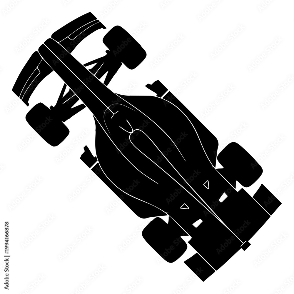 Fototapeta premium silhouette of a formula one car on a white background