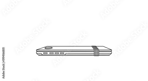 Minimalist Line Art Illustration of a Closed Notebook Secured with an Elastic Band