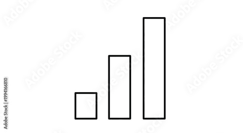 A simple black and white illustration depicts three vertically aligned rectangular bars of decreasing size high quality professional