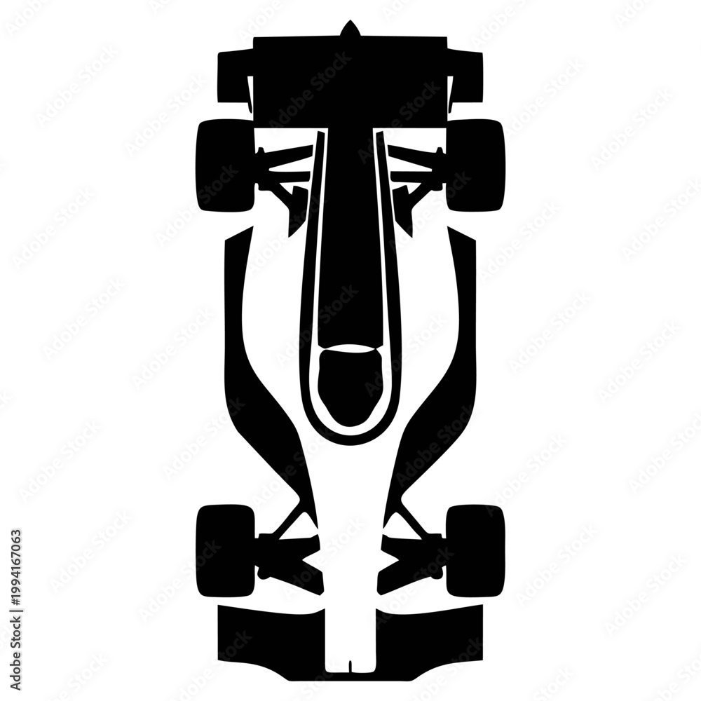 Fototapeta premium silhouette of a formula one car on a white background