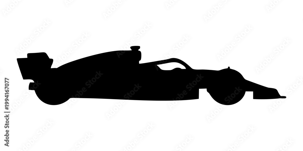 Fototapeta premium silhouette of a formula one car on a white background