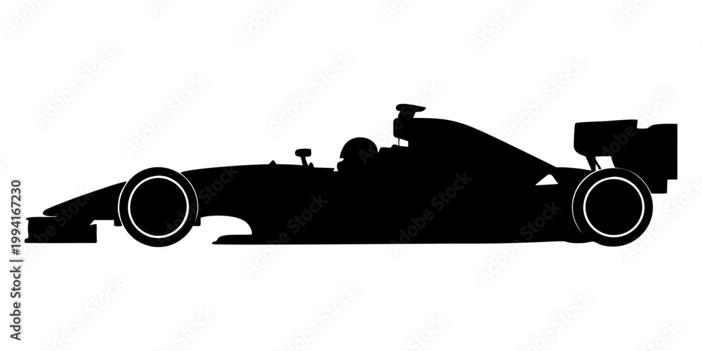 Fototapeta premium silhouette of a formula one car on a white background