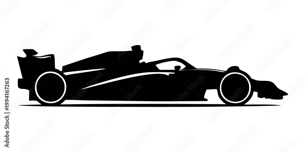 Fototapeta premium silhouette of a formula one car on a white background