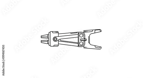 Technical Engineering Schematic of a Mechanical Linkage Component
