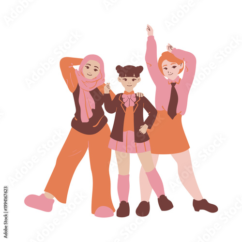 Three Female Friends with Stylish Fashion Styles, One of Them Uses a Prosthetic Leg