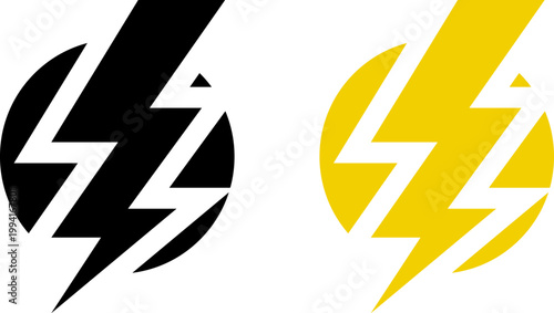 Lightning bolt icon set. Thunderbolt symbol. Flash light sign. Electric power vector energy logo. Lightning symbol. Energy and thunder electricity symbol. Power or fast speed icon.