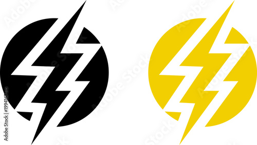 Lightning bolt icon set. Thunderbolt symbol. Flash light sign. Electric power vector energy logo. Lightning symbol. Energy and thunder electricity symbol. Power or fast speed icon.