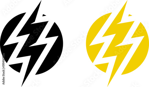Lightning bolt icon set. Thunderbolt symbol. Flash light sign. Electric power vector energy logo. Lightning symbol. Energy and thunder electricity symbol. Power or fast speed icon.